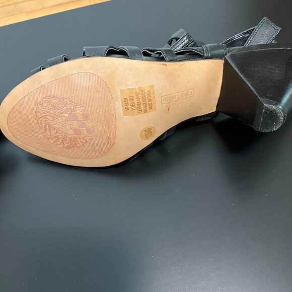 Vince Camuto Black Leather Sandals 10M NWOT/NWOB - Picture 3 of 10